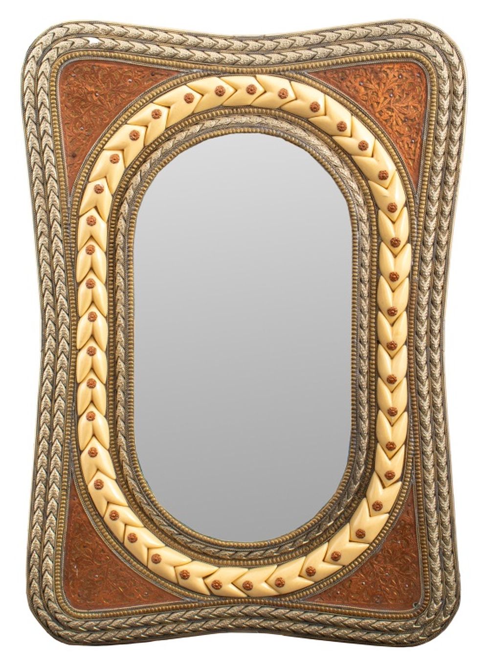 MOROCCAN SILVER COPPER BEVELED 36012b