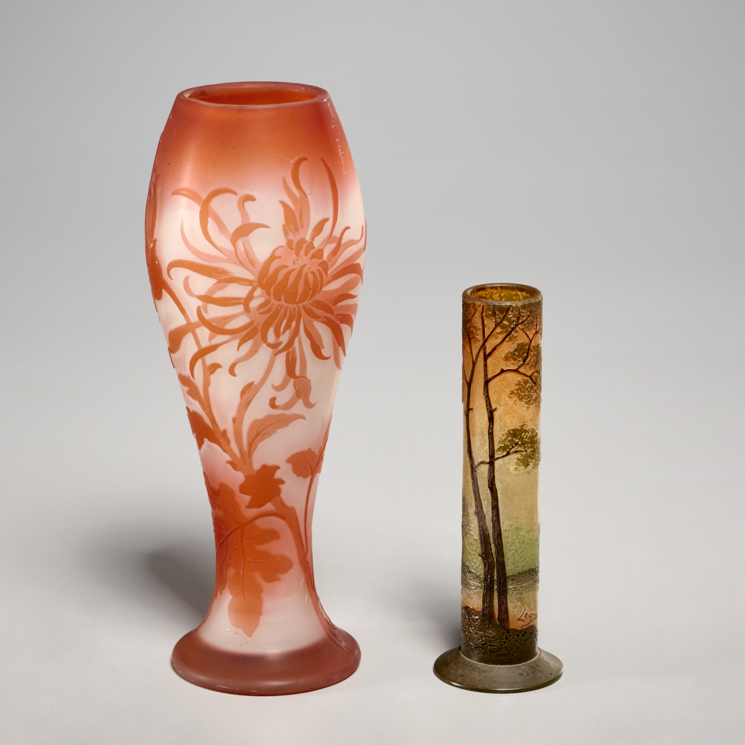 (2) FRENCH CAMEO GLASS VASES, GALLE