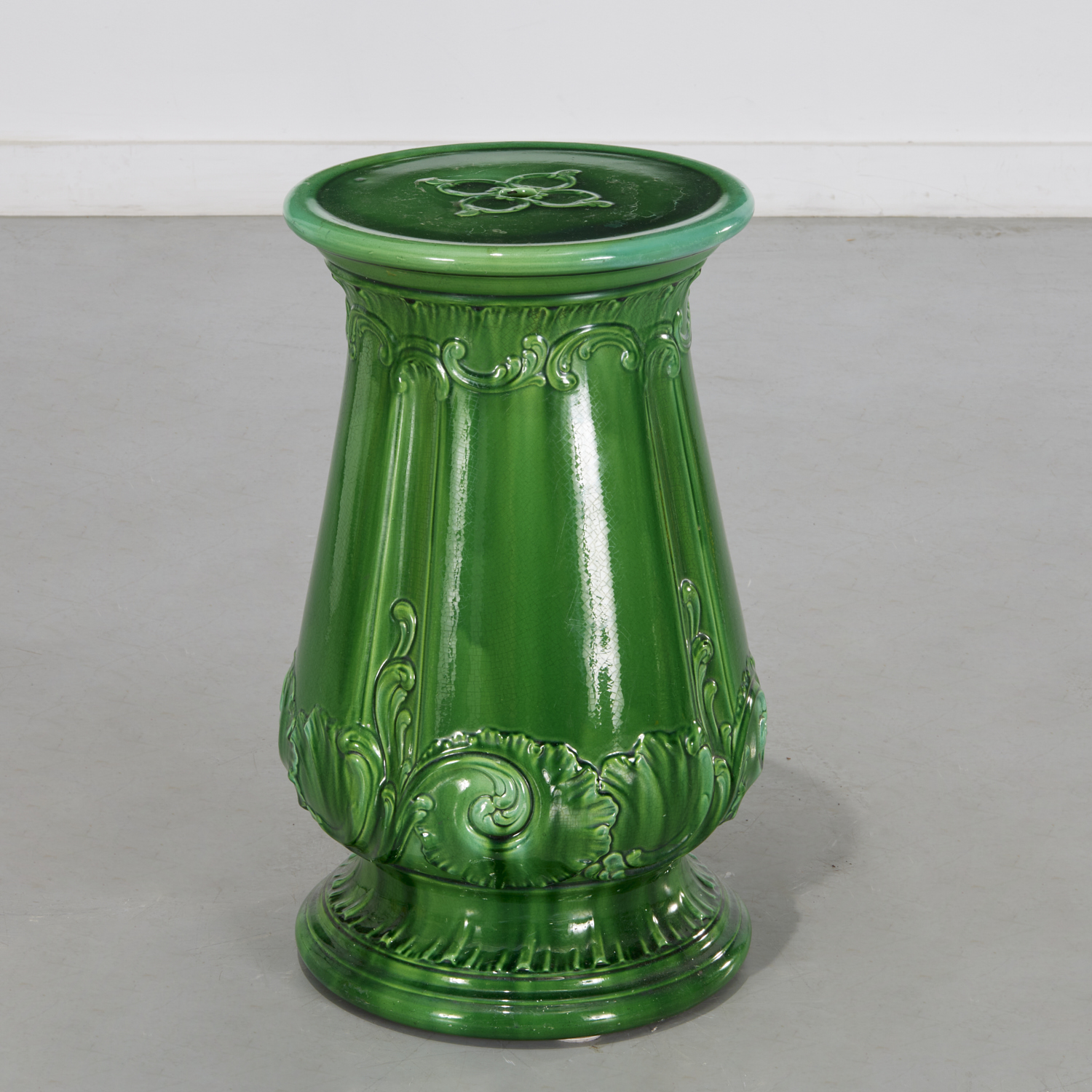 MINTON GREEN GLAZED MAJOLICA PEDESTAL