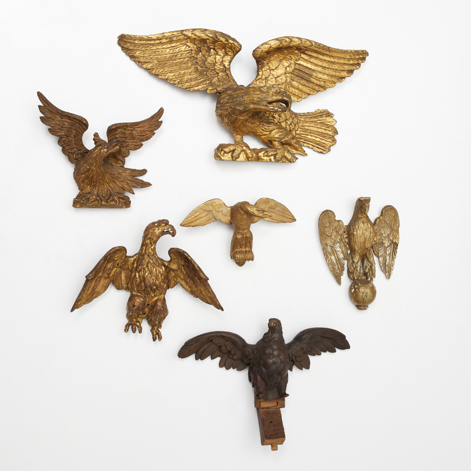 ANTIQUE CARVED GILTWOOD EAGLE COLLECTION