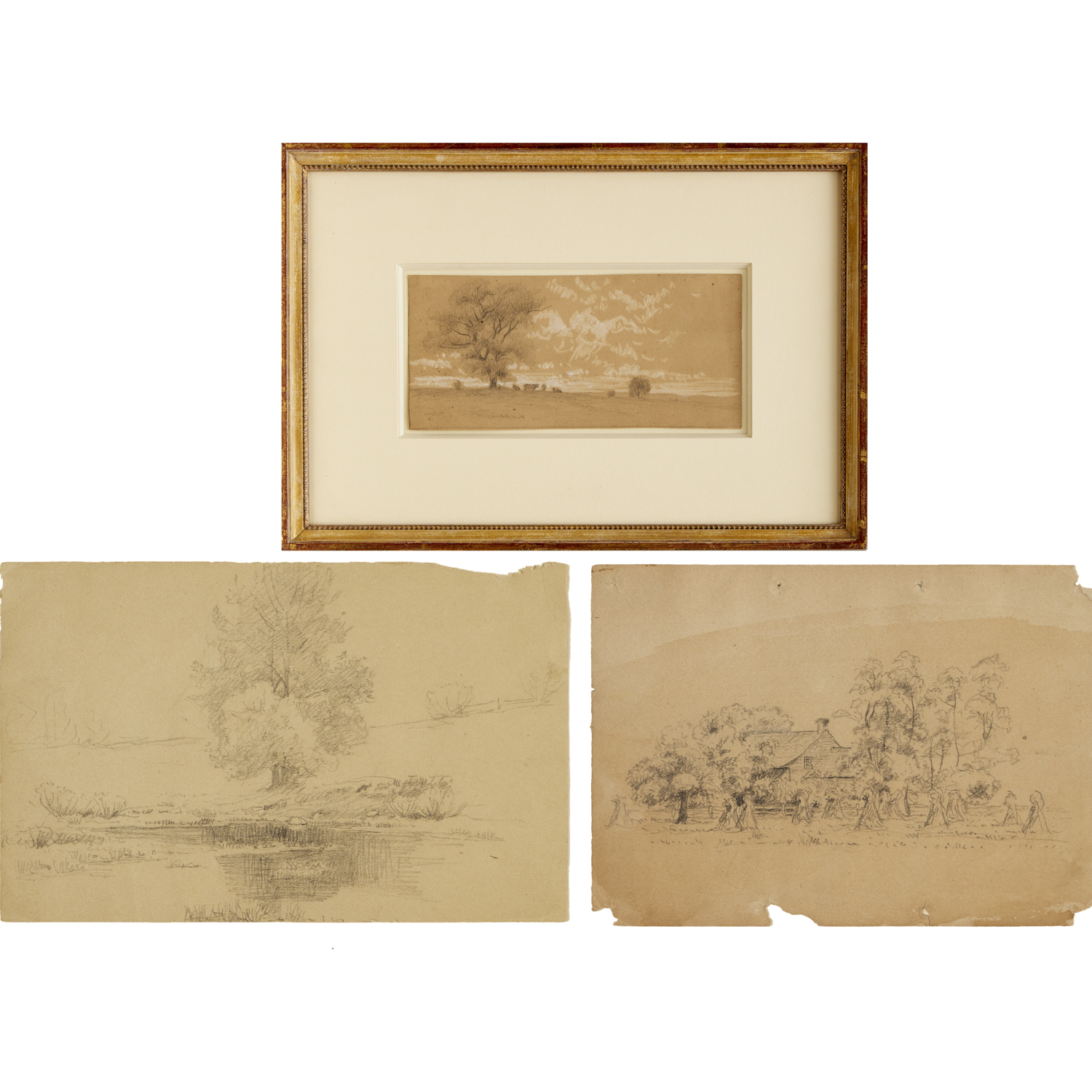 HENRY FARRER, (3) LANDSCAPE DRAWINGS