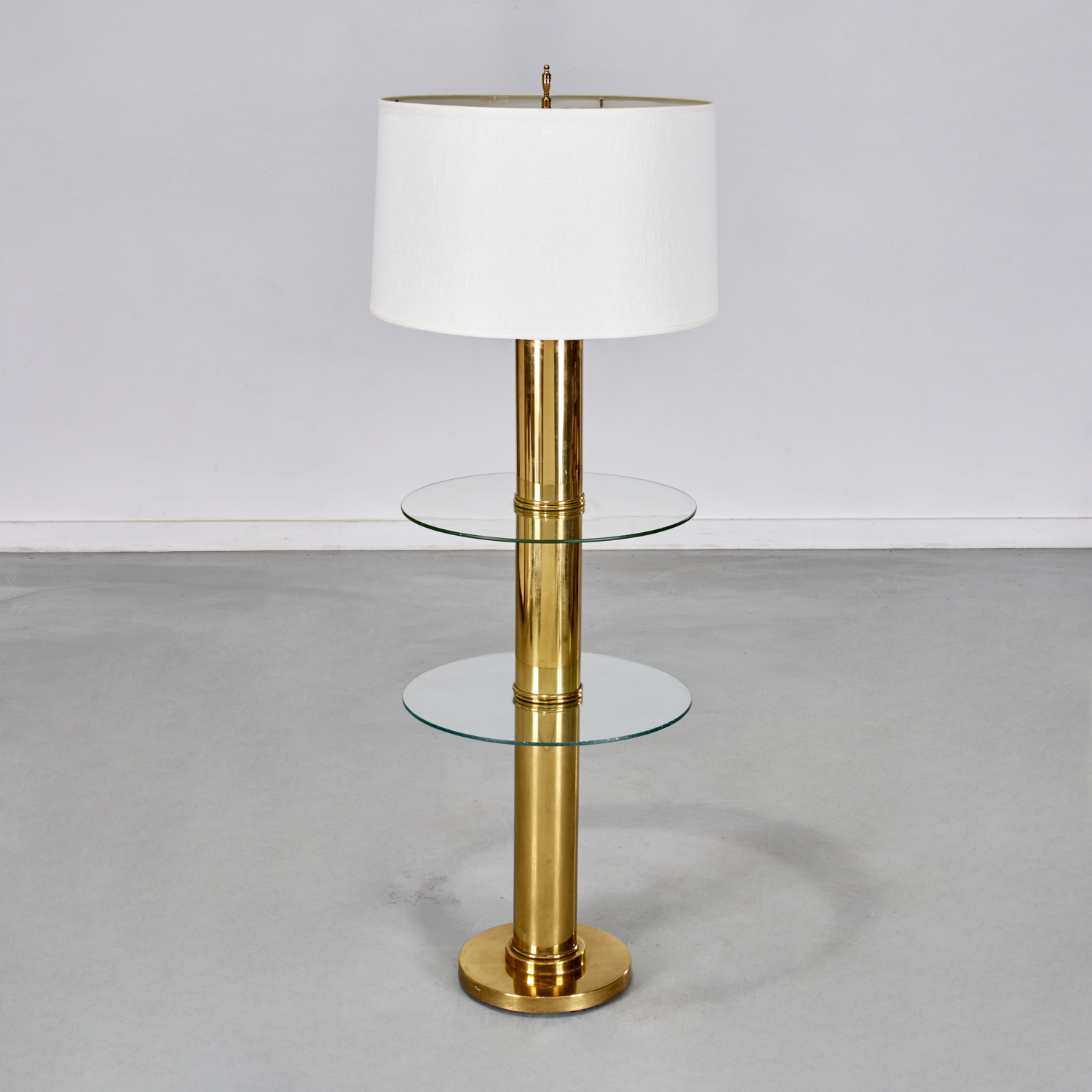 MODERNIST BRASS AND GLASS TWO TIER 36039b