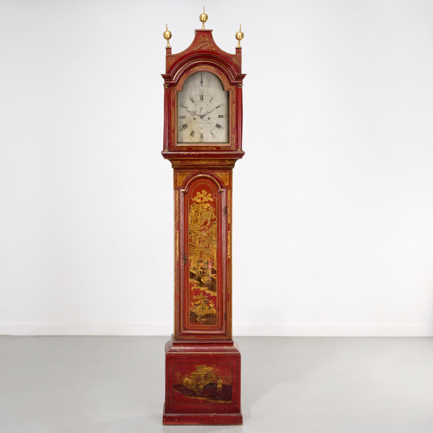 RED JAPANNED TALL CLOCK SUPPLIED 3603f8