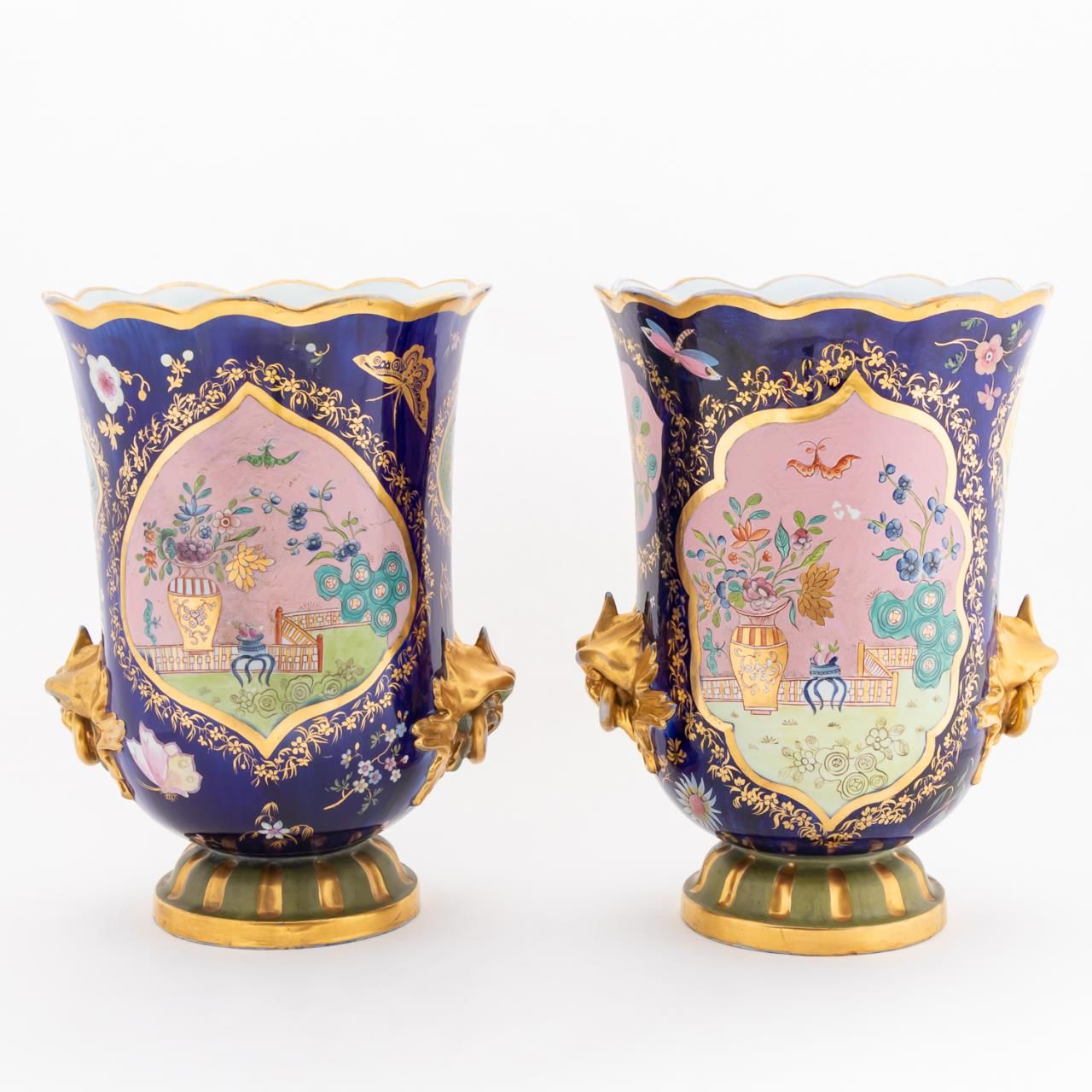 PAIR, MASONS IRONSTONE COBALT GROUND