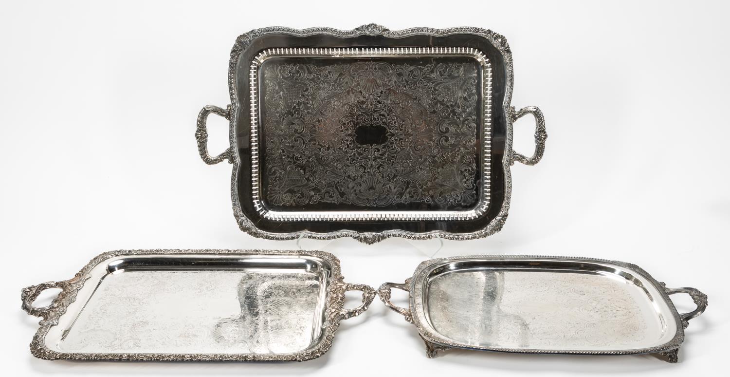 2 PCS, ENGLISH SILVERPLATE FOOTED