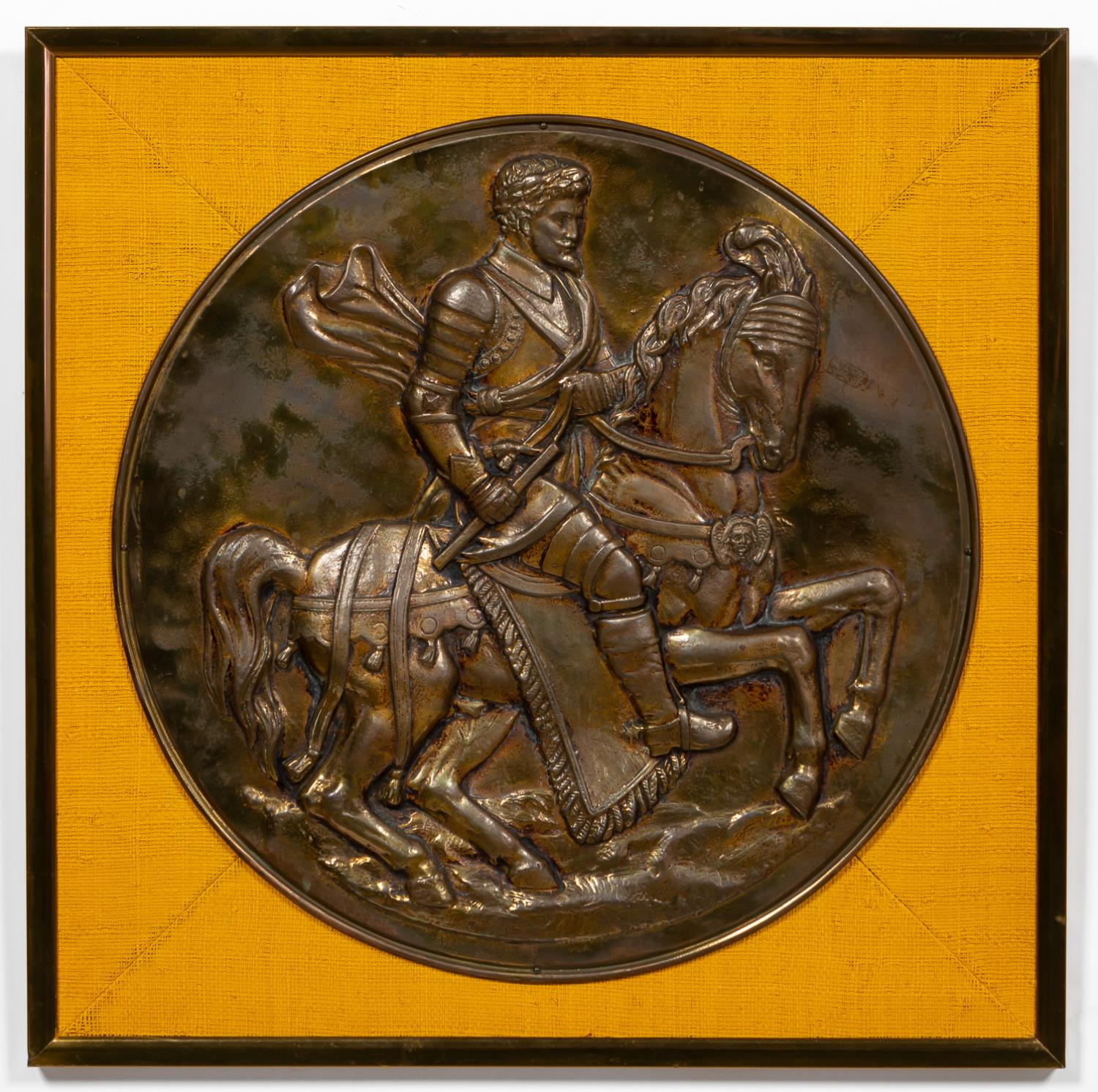 FRAMED METAL MEDALLION, HERNANDO DE