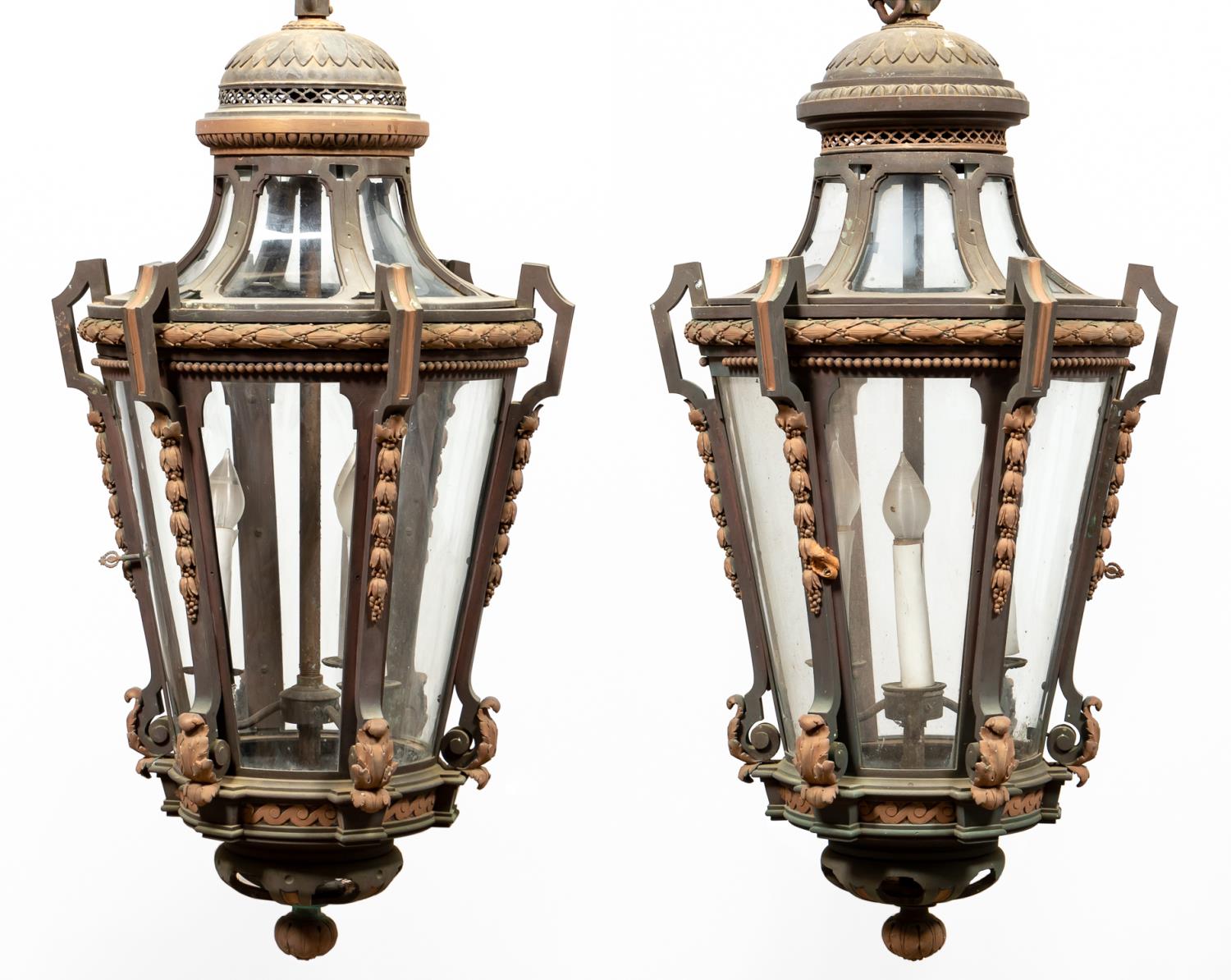 PAIR, EMPIRE STYLE LANTERN FORM