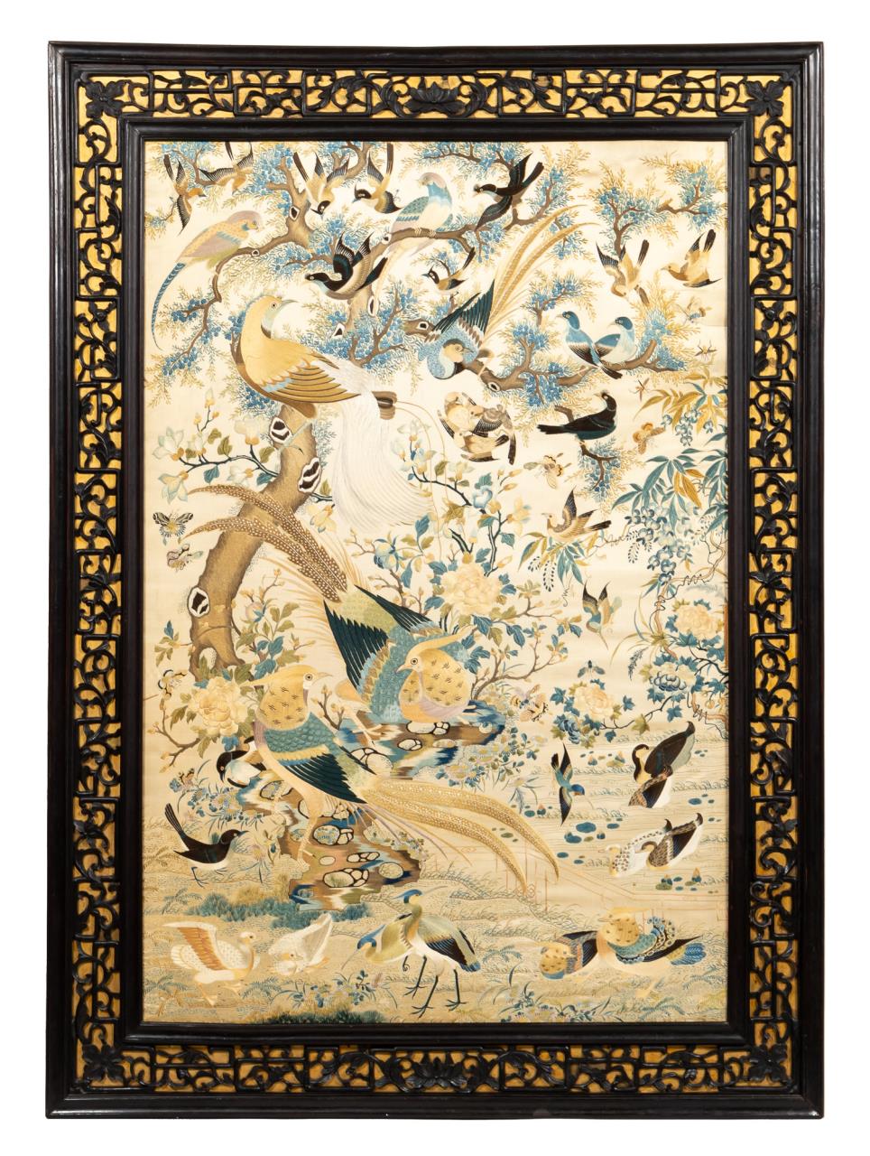 CHINESE EMBROIDERY OF BIRDS BLOOMING 35de4a