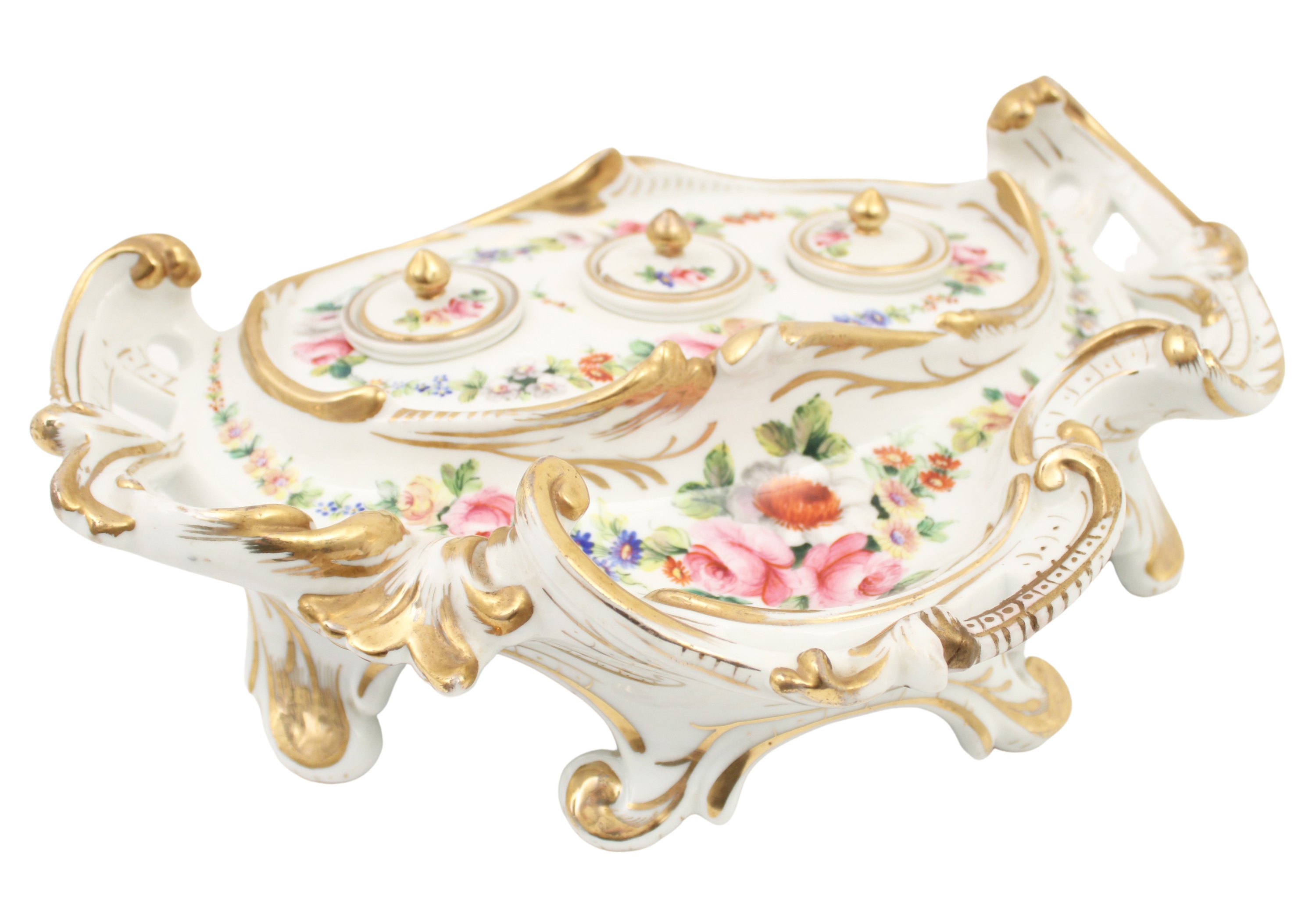 SEVRES STYLE PORCELAIN INKWELL