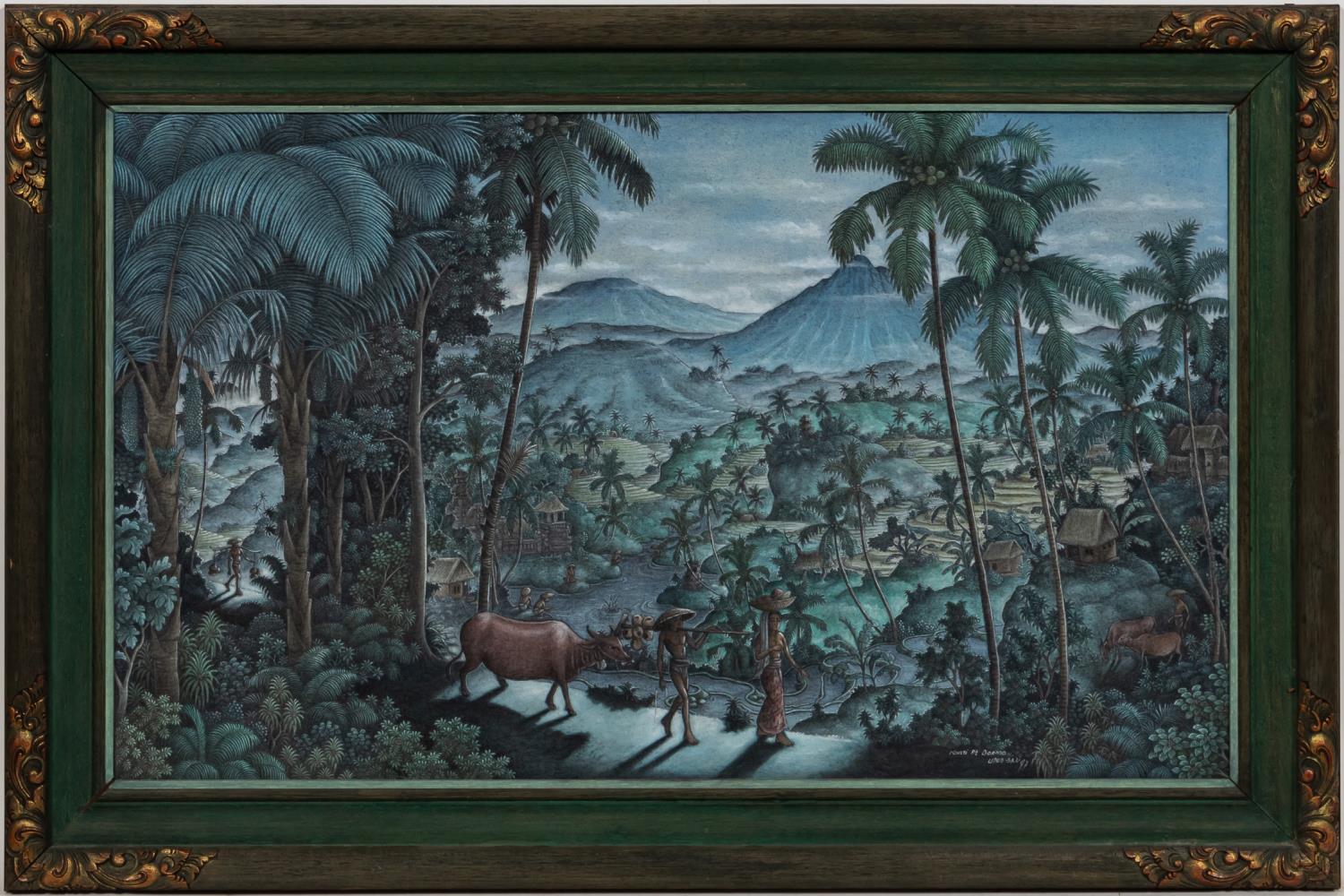 DARMO, GARDEN IN BALI, FRAMED PAINTING