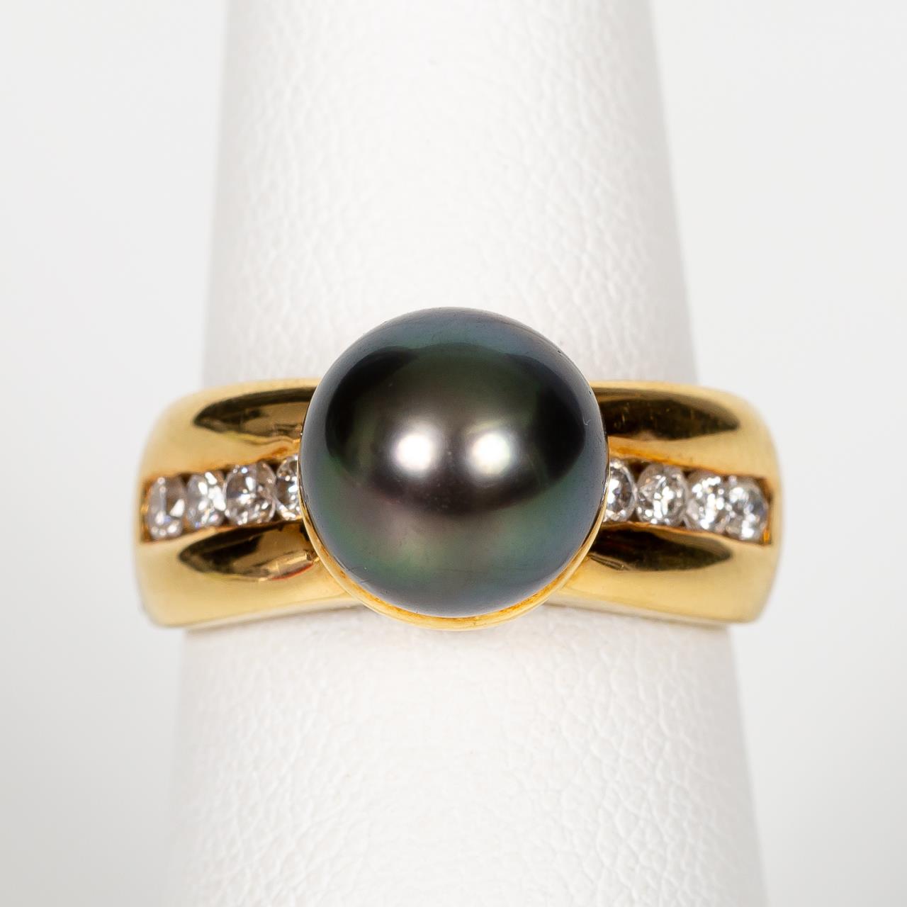 18K GOLD BLACK TAHITIAN PEARL 35df00