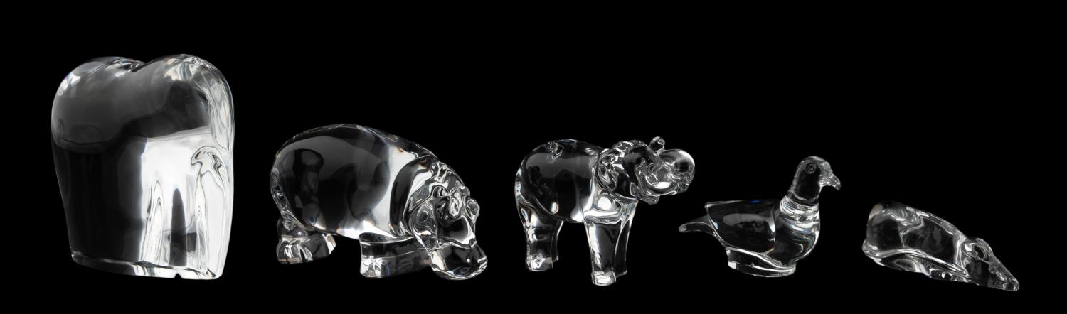 FIVE BACCARAT CRYSTAL ANIMAL PAPERWEIGHTS 35df4a