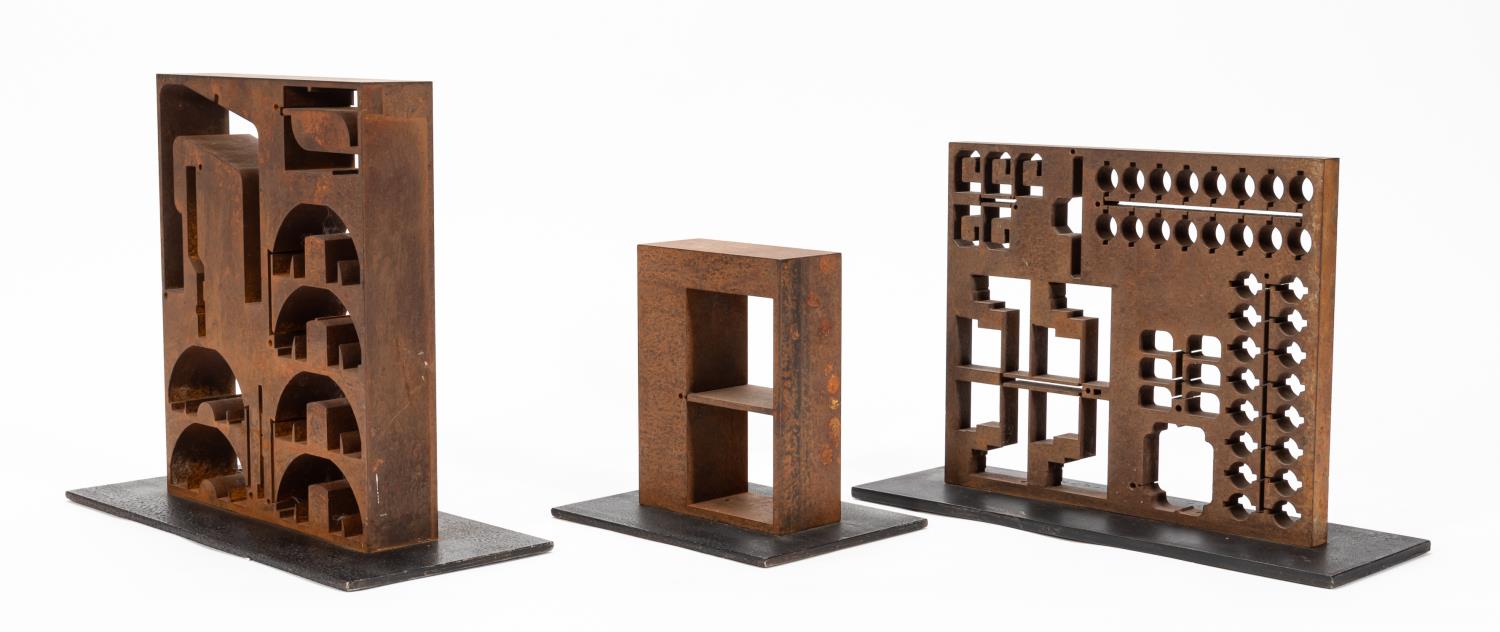 SET OF 3 BRUTALIST STYLE IRON SCULPTURES