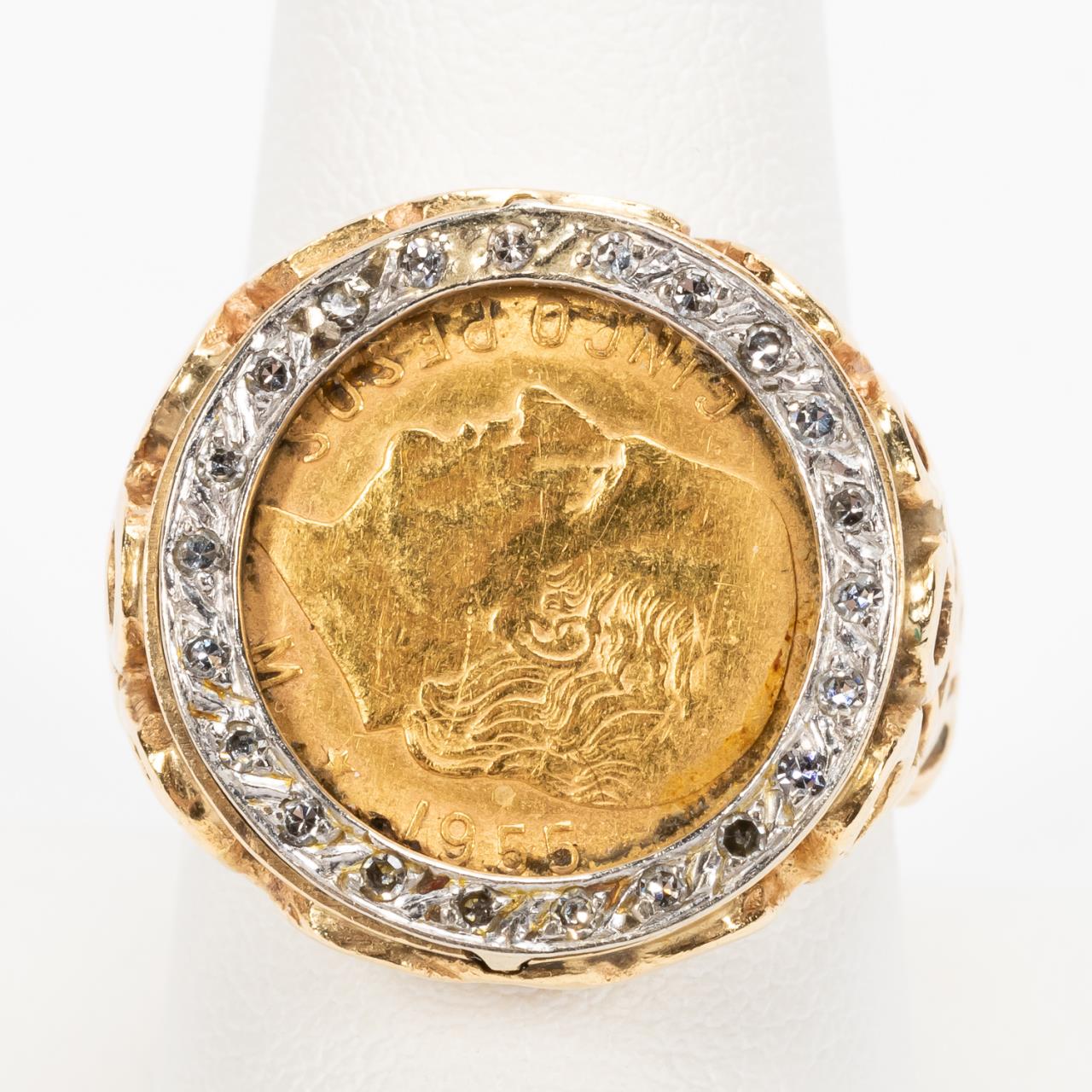 14K TWO TONE GOLD & 1955 PESO RING