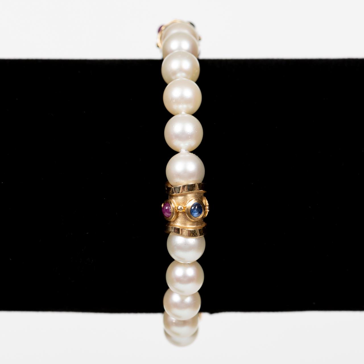 14K GOLD AKOYA PEARL SAPPHIRE  35e002