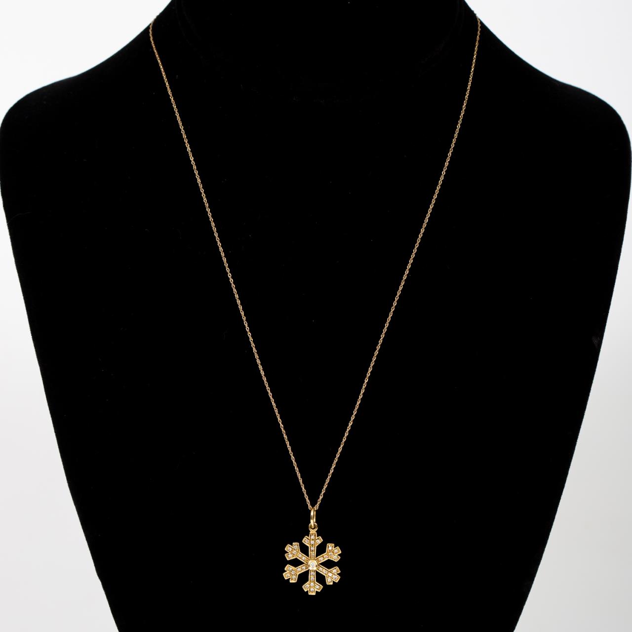 14K YELLOW GOLD & DIAMOND SNOWFLAKE