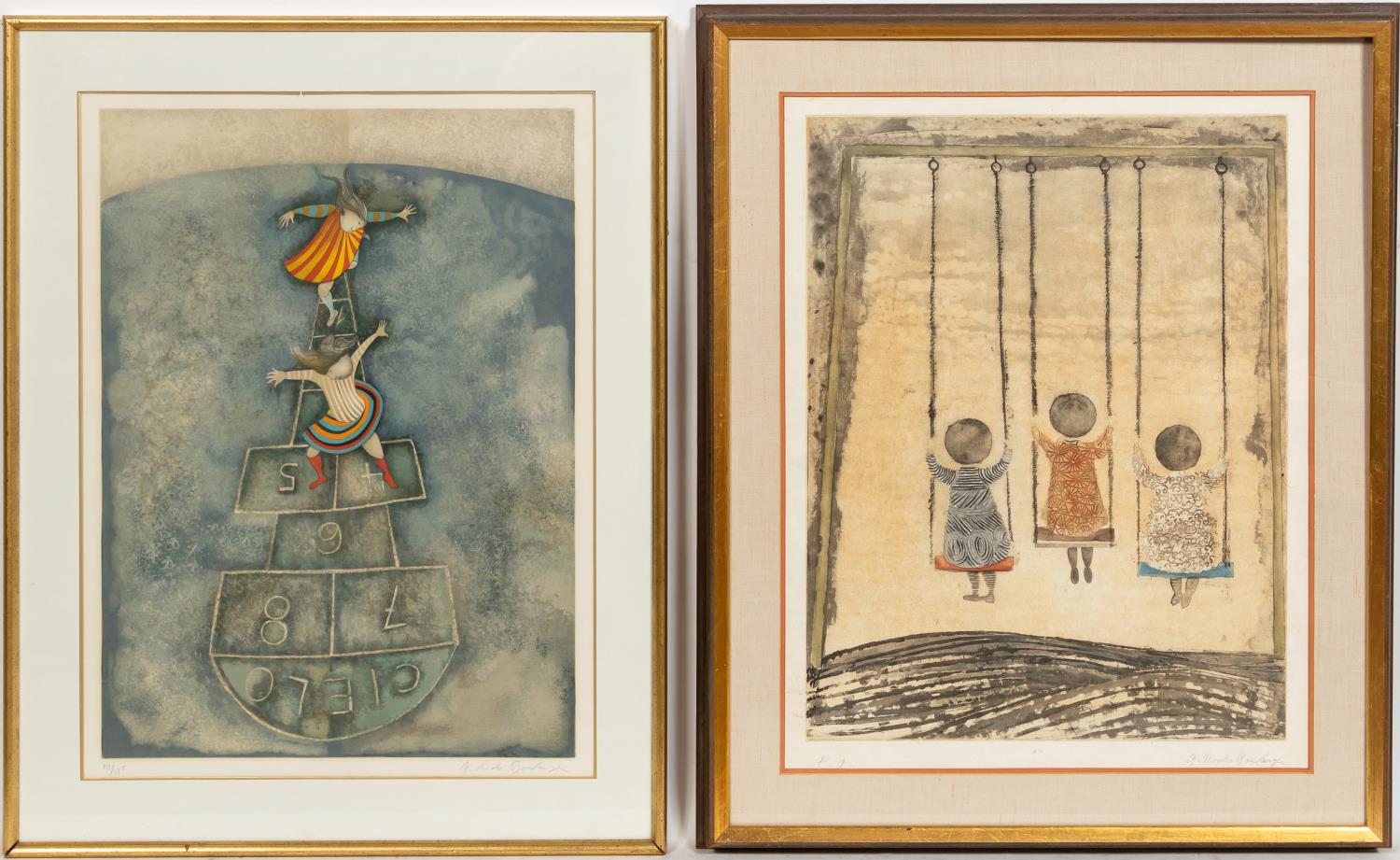 2 COLOR ETCHINGS BY GRACIELA RODO 35e00c