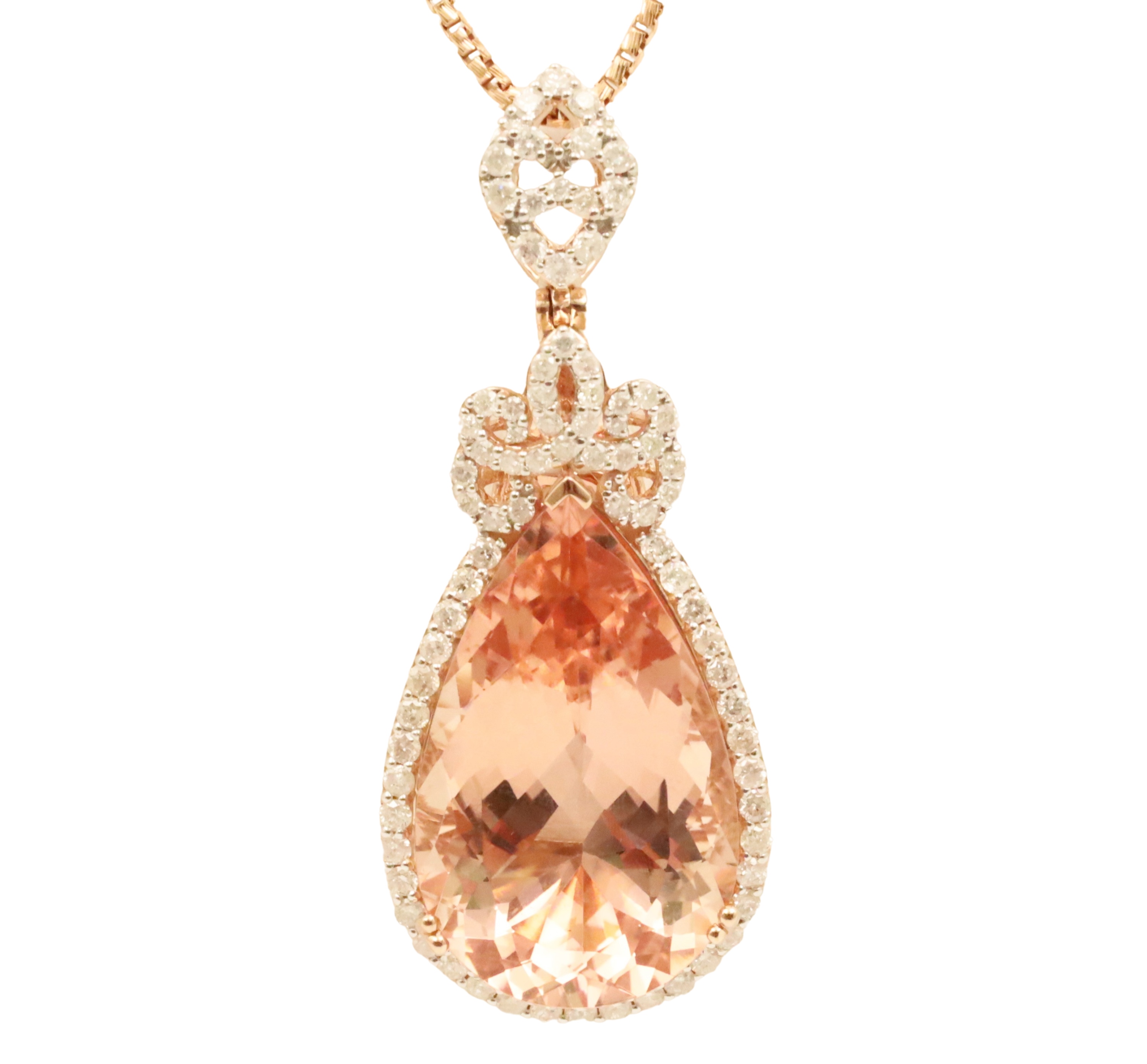 14K MORGANITE & DIAMOND PENDANT