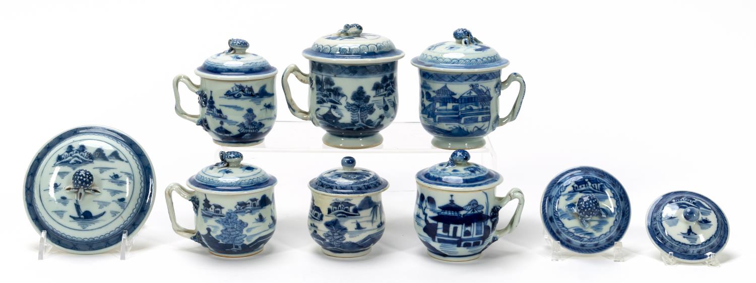 9 PC, CHINESE BLUE & WHITE CANTON