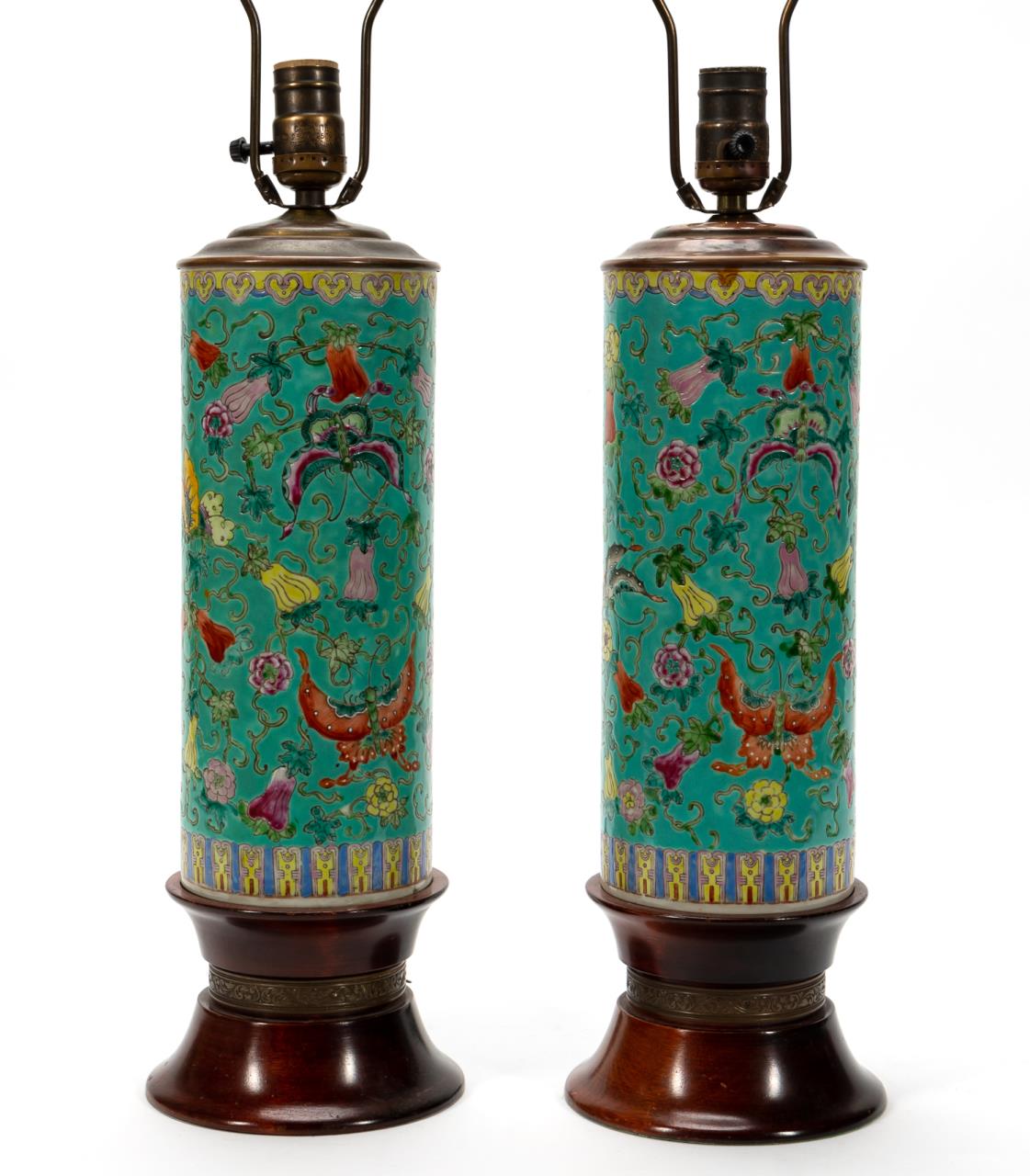 PAIR CHINESE PORCELAIN CYLINDER 35e071