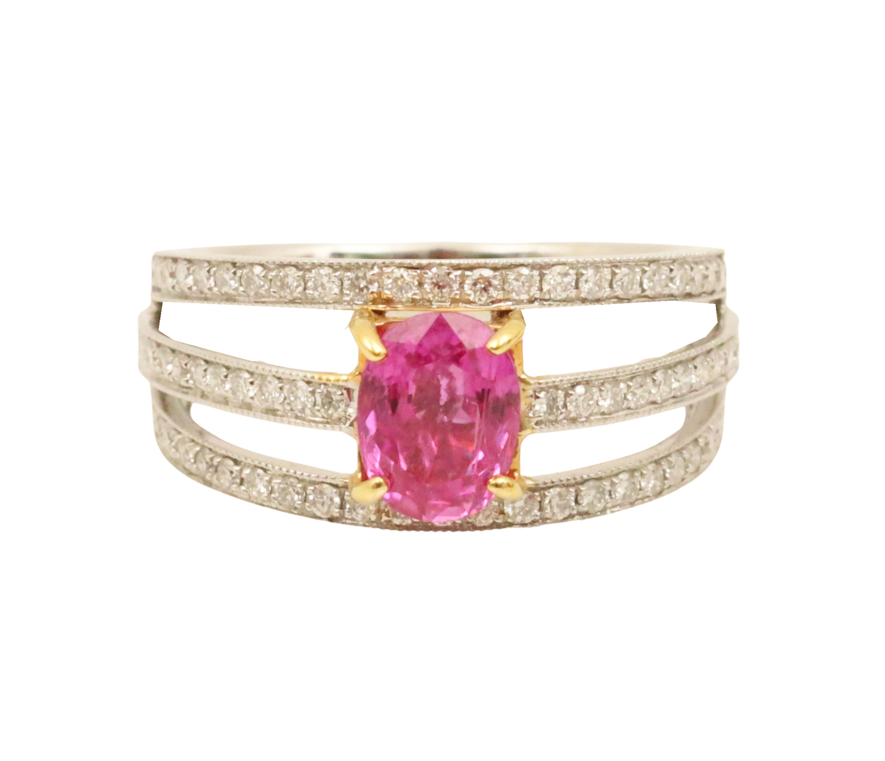 18K PINK SAPPHIRE DIAMOND RING 35e08d