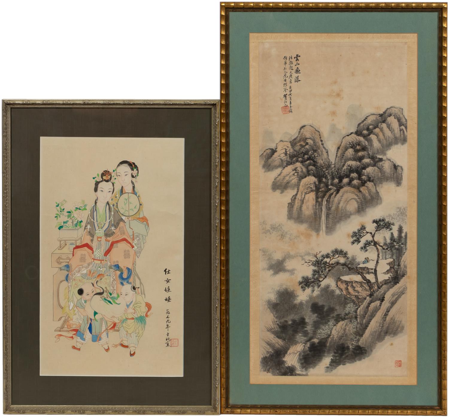 TWO CHINESE PAINTINGS ON SILK  35e0d2