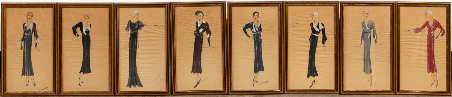 SET OF 8 ART DECO FASHION DESIGNS  35e115