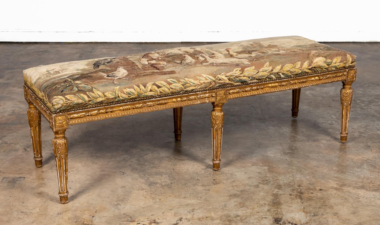 LOUIS XVI BENCH WITH TAPESTRY TOP,