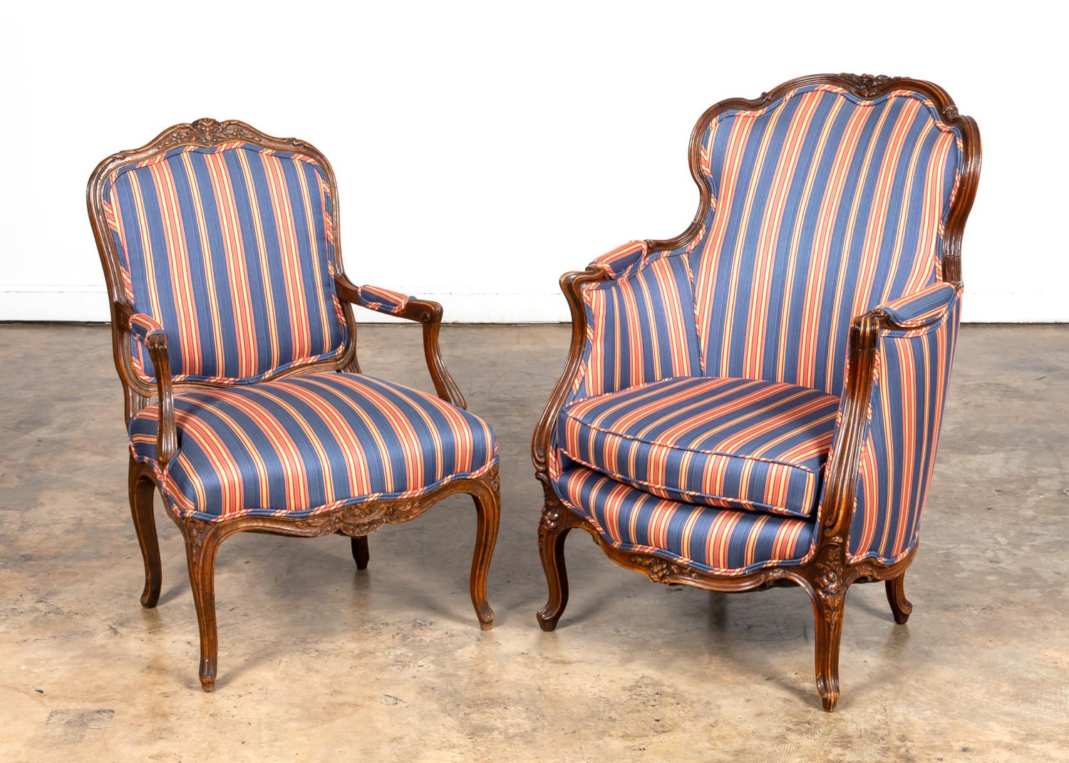 LOUIS XV STYLE BERGERE & ARMCHAIR,