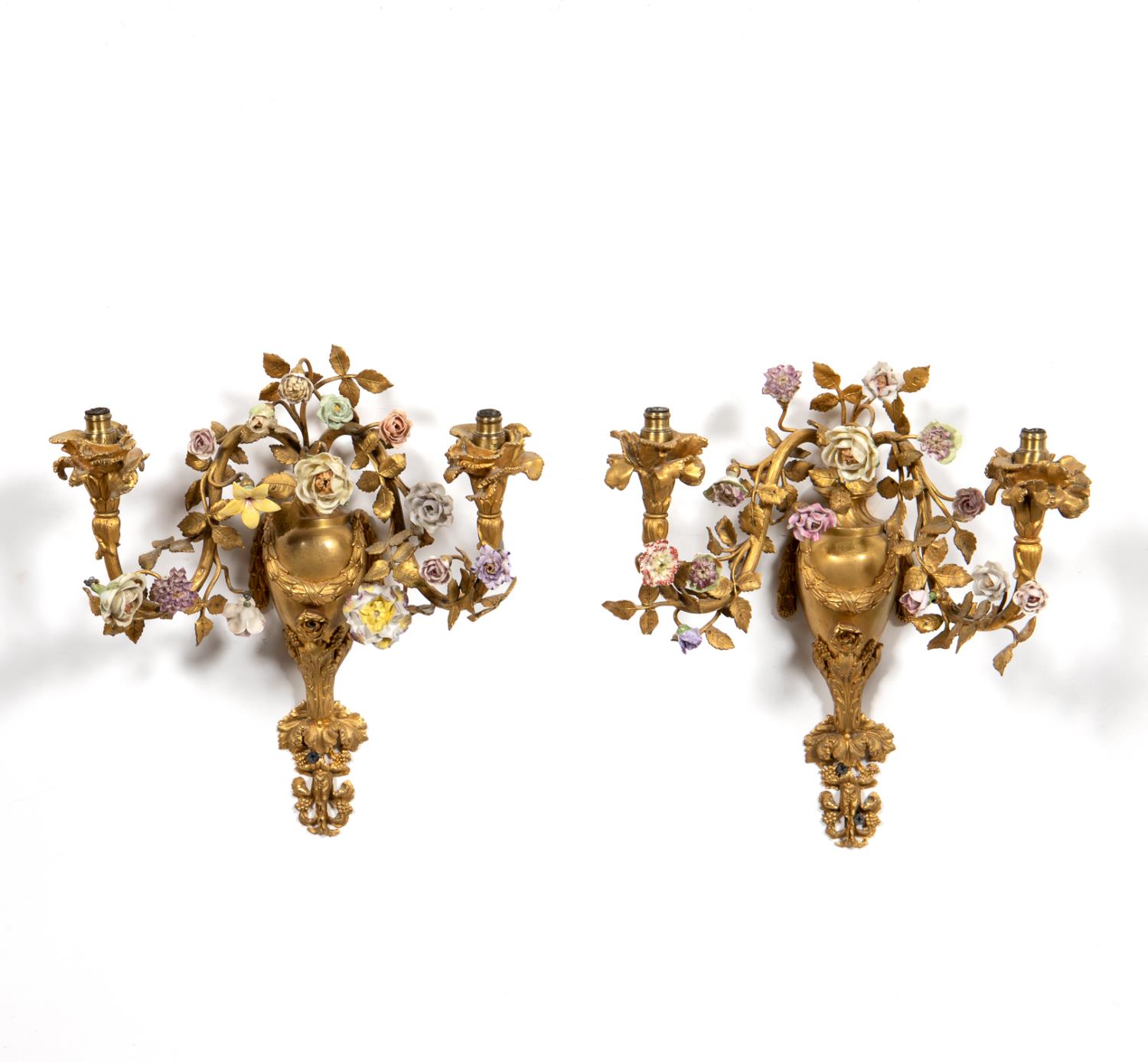 PAIR GILT BRONZE PORCELAIN FRENCH 35e143