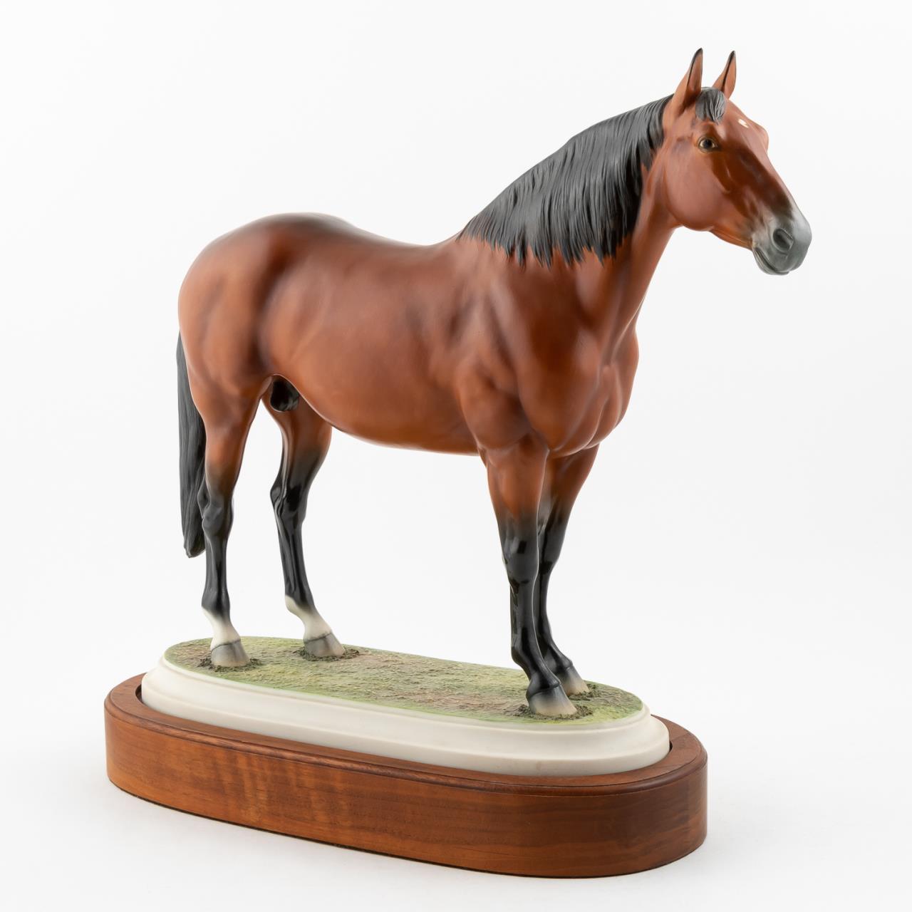 BOEHM ADIOS PORCELAIN HORSE ON WOODEN