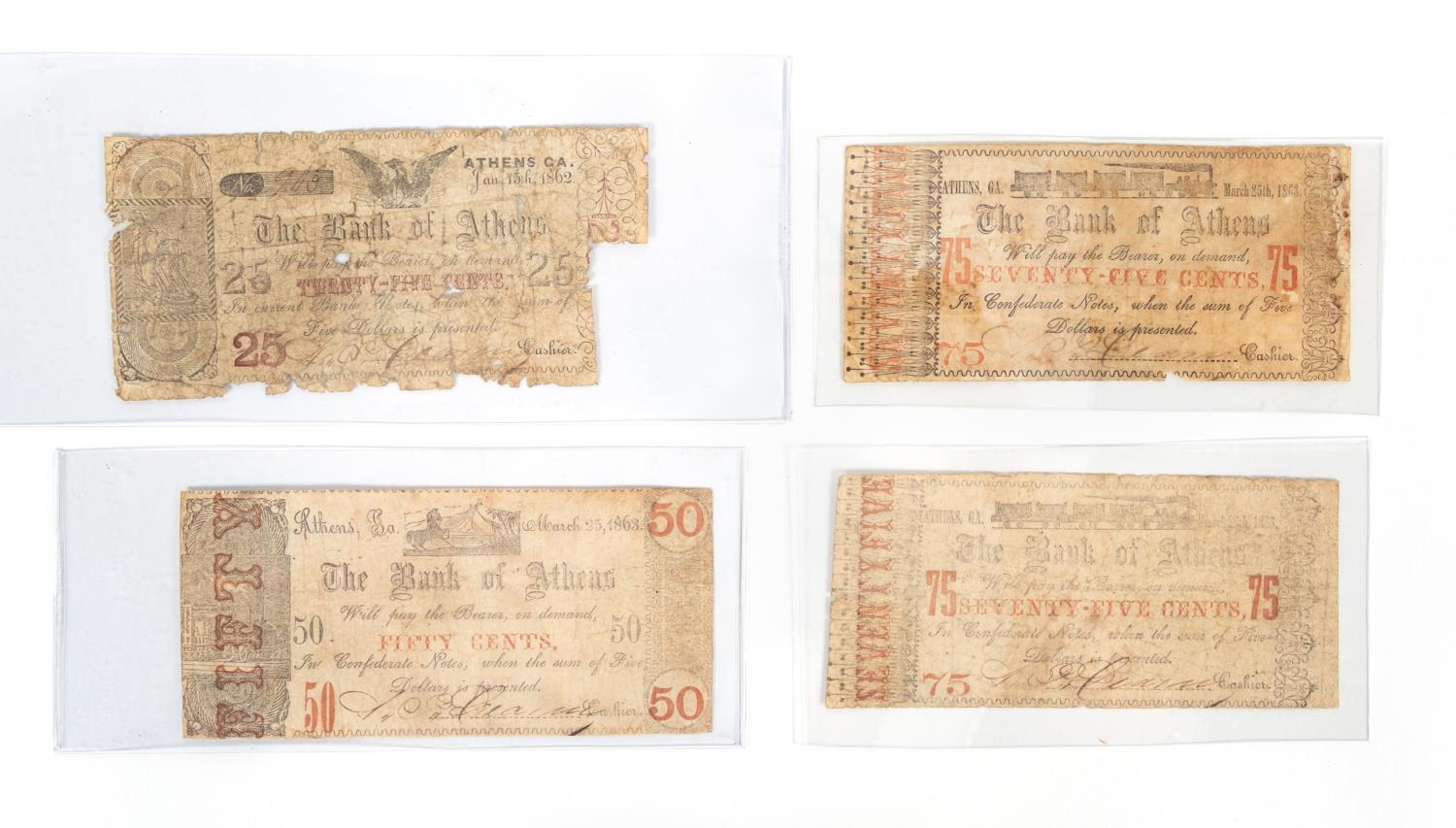 BANK OF ATHENS 1862 & 1863 FRACTIONAL