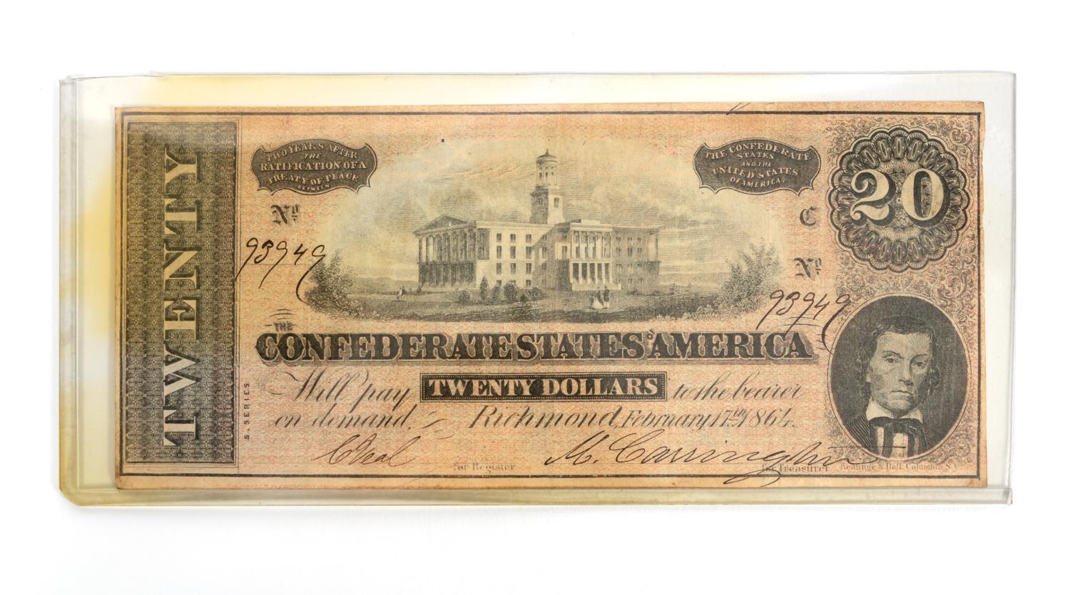 1864 $20 CONFEDERATE STATES OF