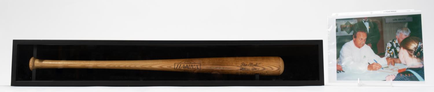 2PCS, CASED STAN MUSIAL SIGNED BAT W/