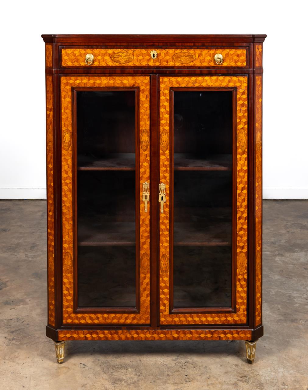 LOUIS XVI STYLE PARQUETRY BOOKCASE VITRINE 35e323