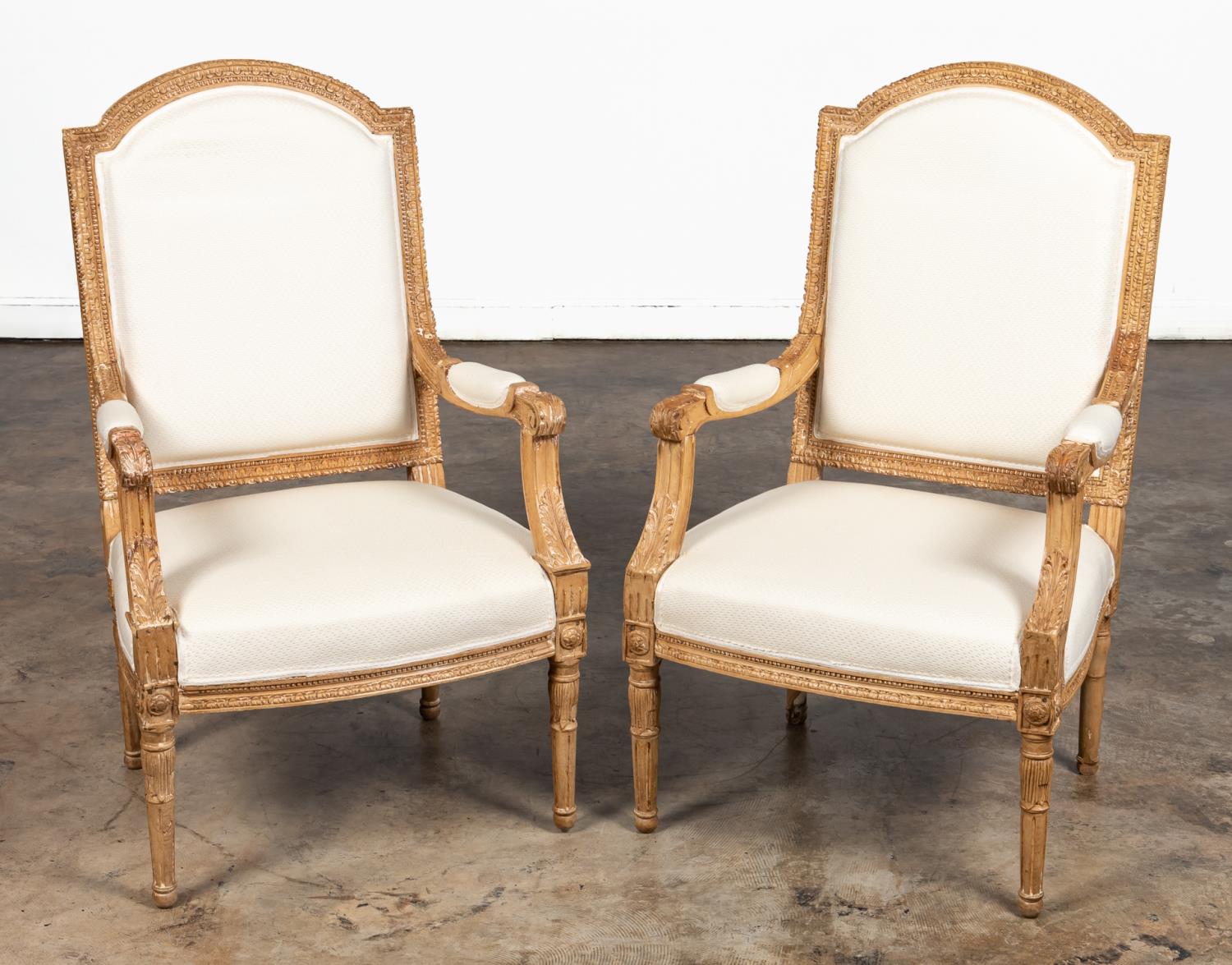 PAIR LOUIS XVI STYLE UPHOLSTERED