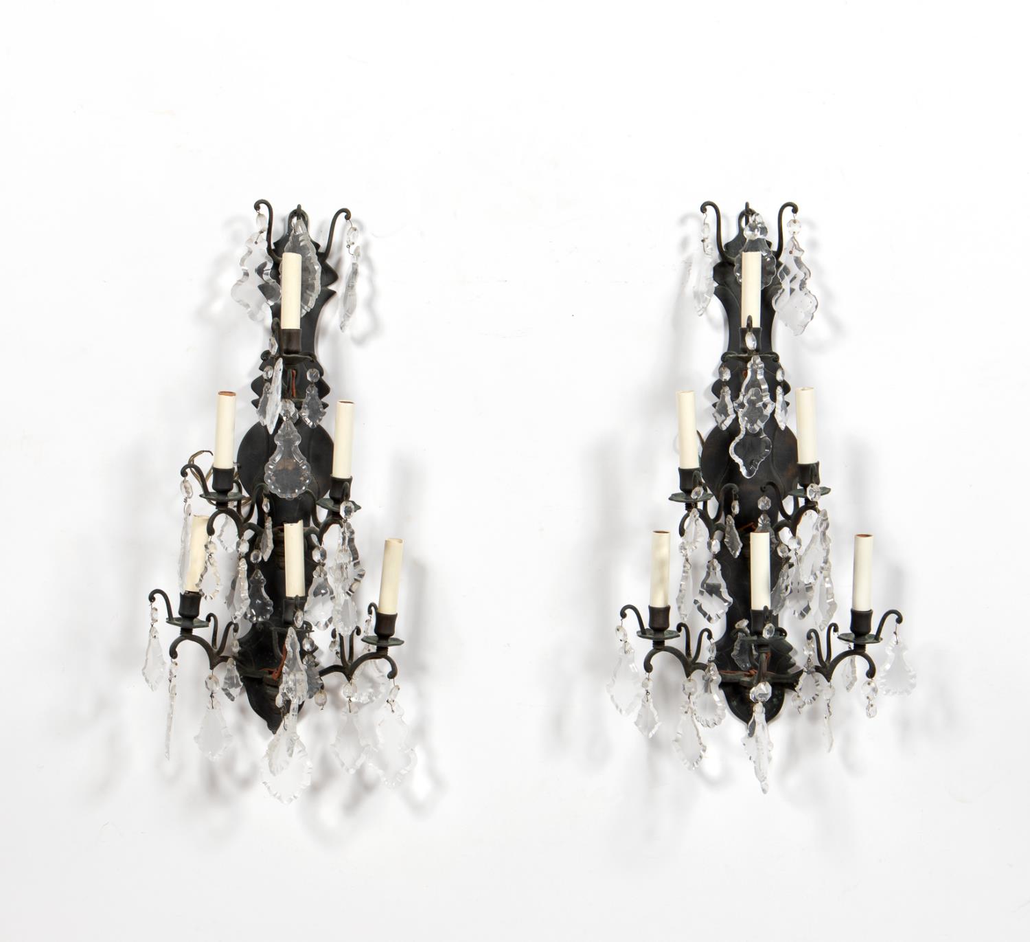 PAIR OF BRONZE & CRYSTAL 6-LIGHT