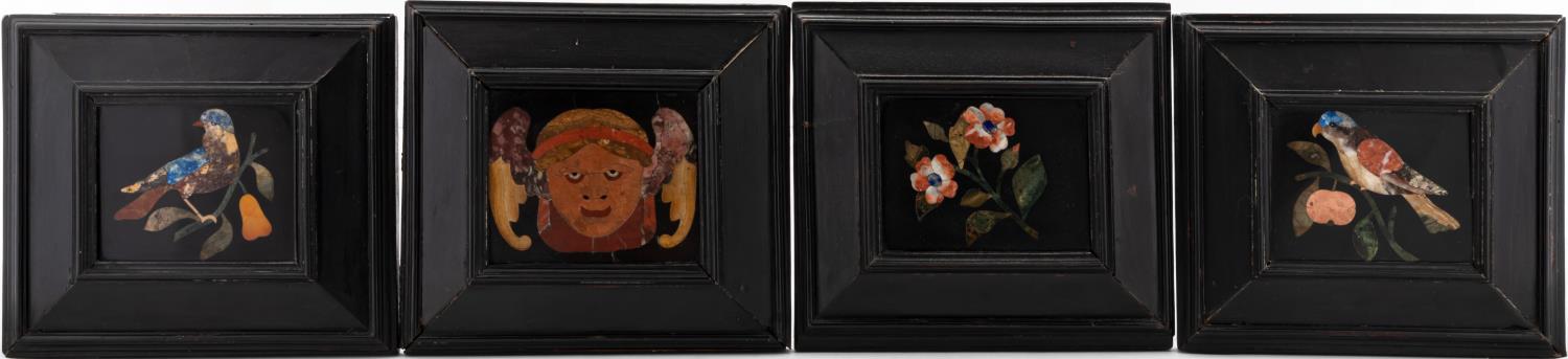 FOUR ITALIAN PIETRA DURA PLAQUES 35e387