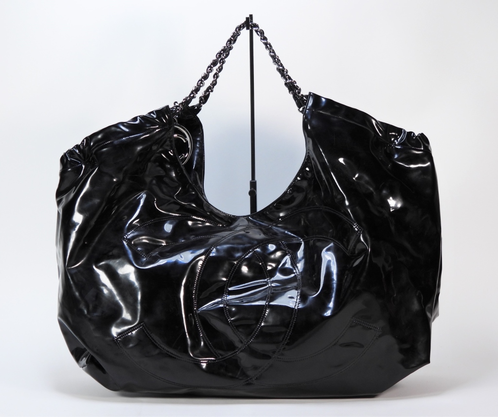 CHANEL OVERSIZE BLACK PATENT LEATHER