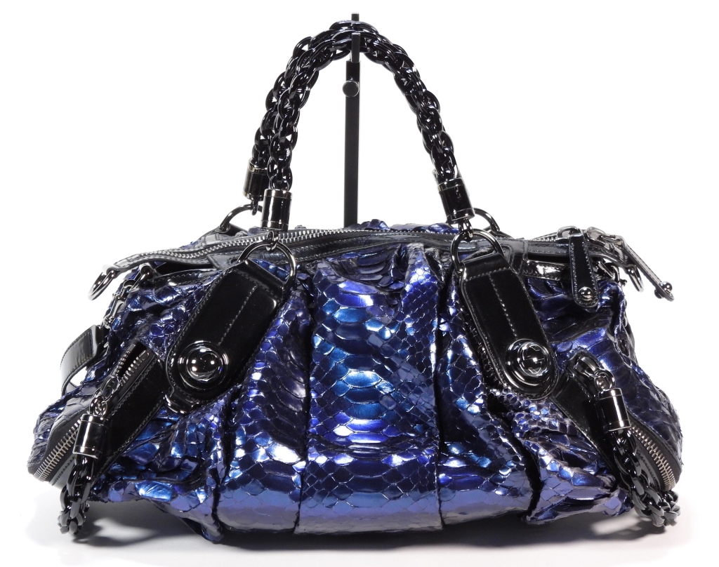 GUCCI METALLIC NAVY BLUE SNAKESKIN