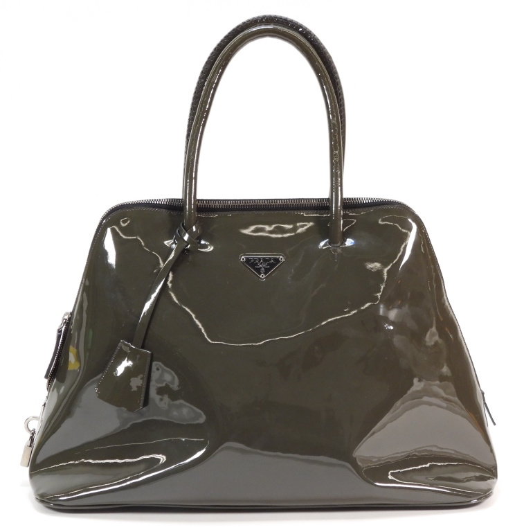 PRADA PIOMBO PATENT LEATHER BAG 35e543