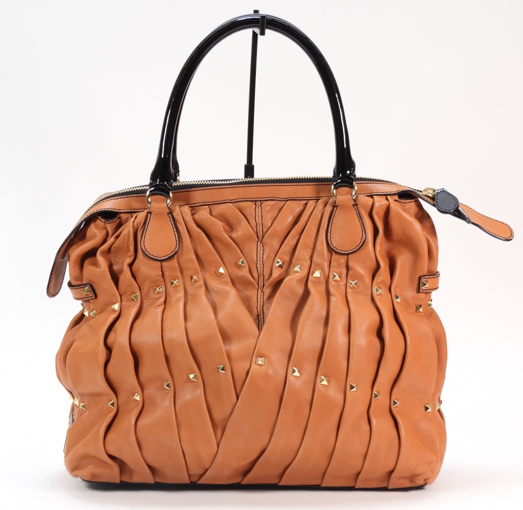 VALENTINO TAN LEATHER STUDDED BAG 35e55f