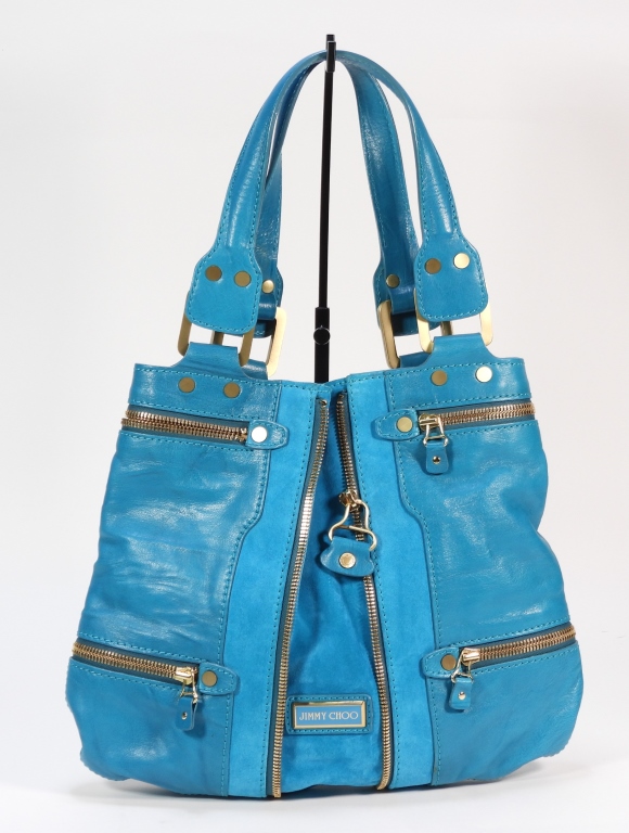 JIMMY CHOO TURQUOISE LEATHER &
