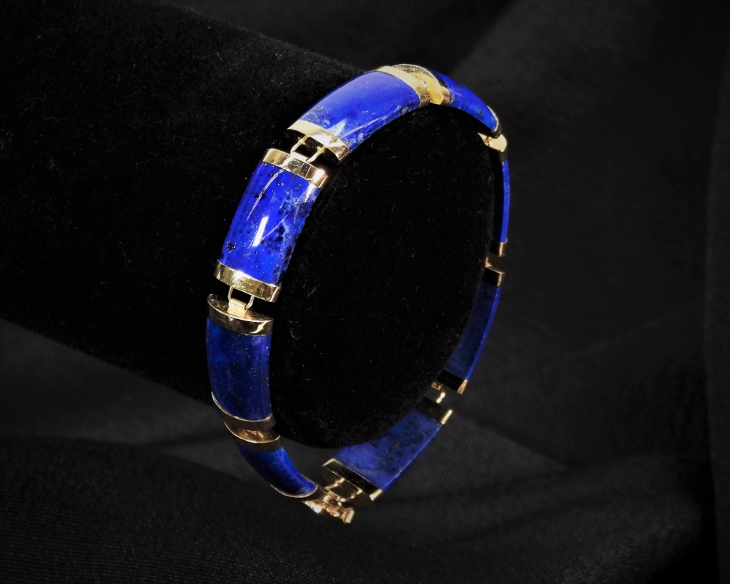 14K SIGNED CHINESE GOLD LAPIS 35e593