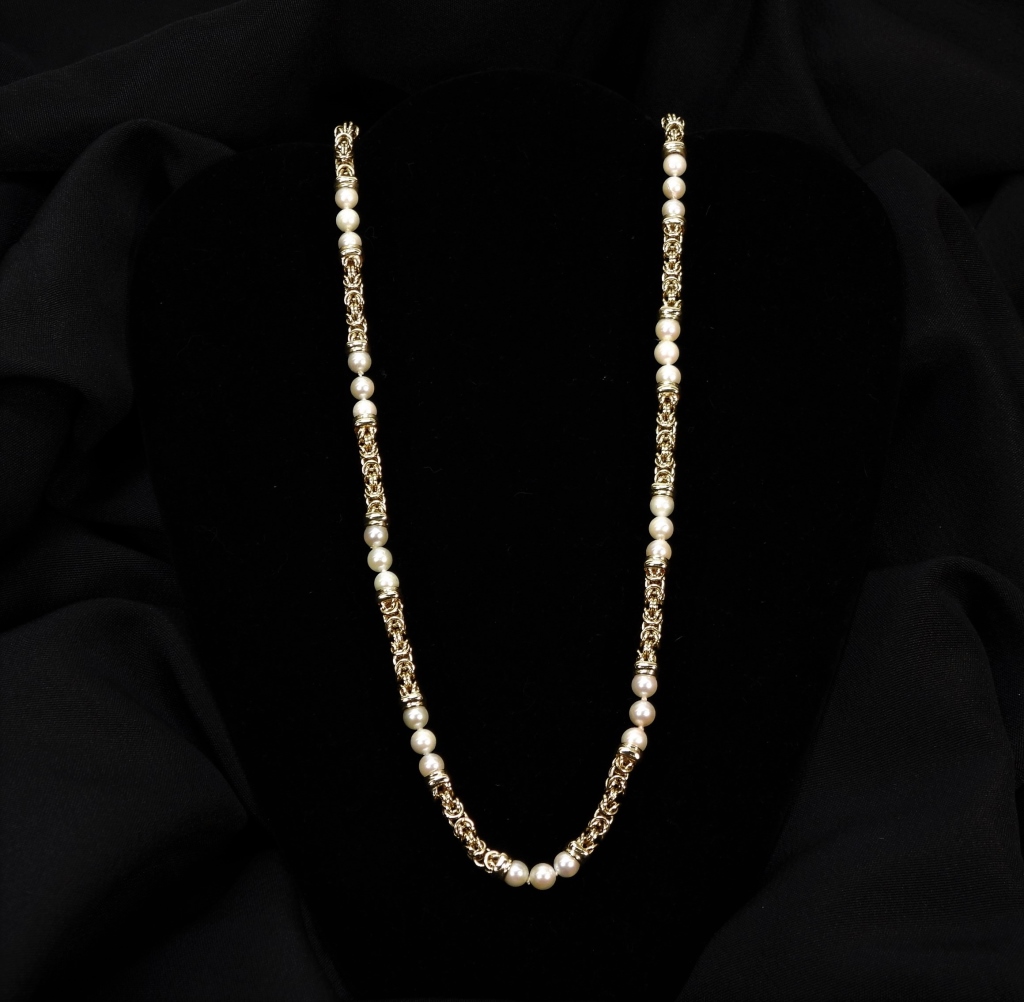 14K GOLD PEARL SEGMENTED LINK 35e5a0