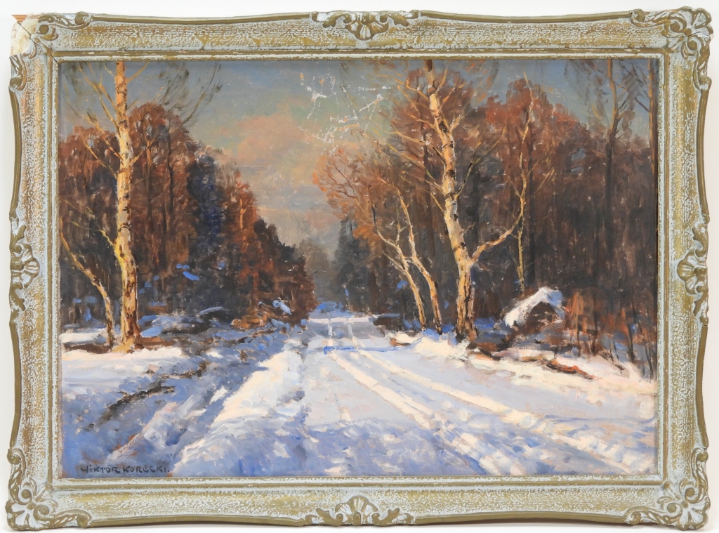 VICTOR KORECKI WINTER ROAD LANDSCAPE