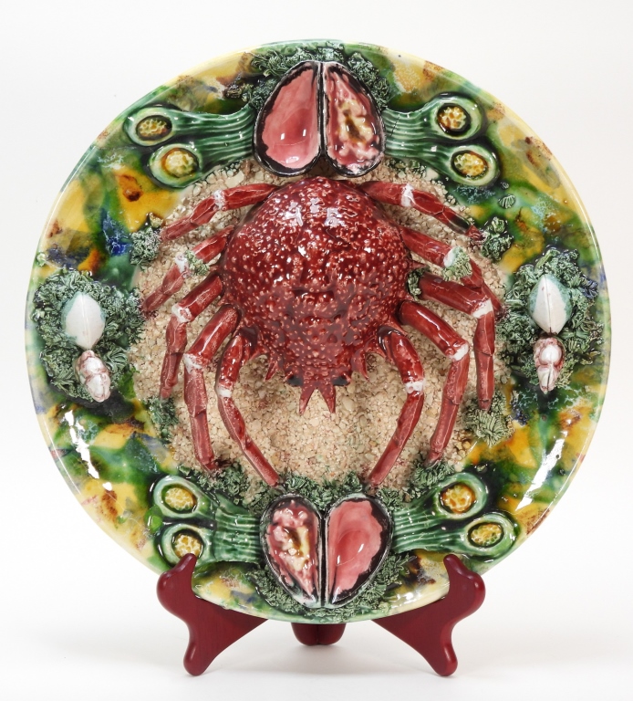 EUROPEAN PALLISY STYLE MAJOLICA CRAB