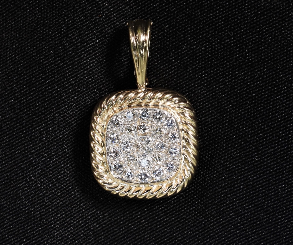 14K GOLD ROPE TWIST DIAMOND CLUSTER 35e63b