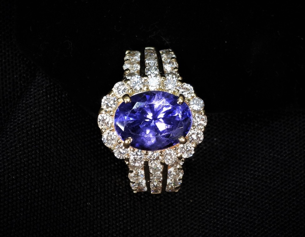 14K YELLOW GOLD TANZANITE DIAMOND 35e640