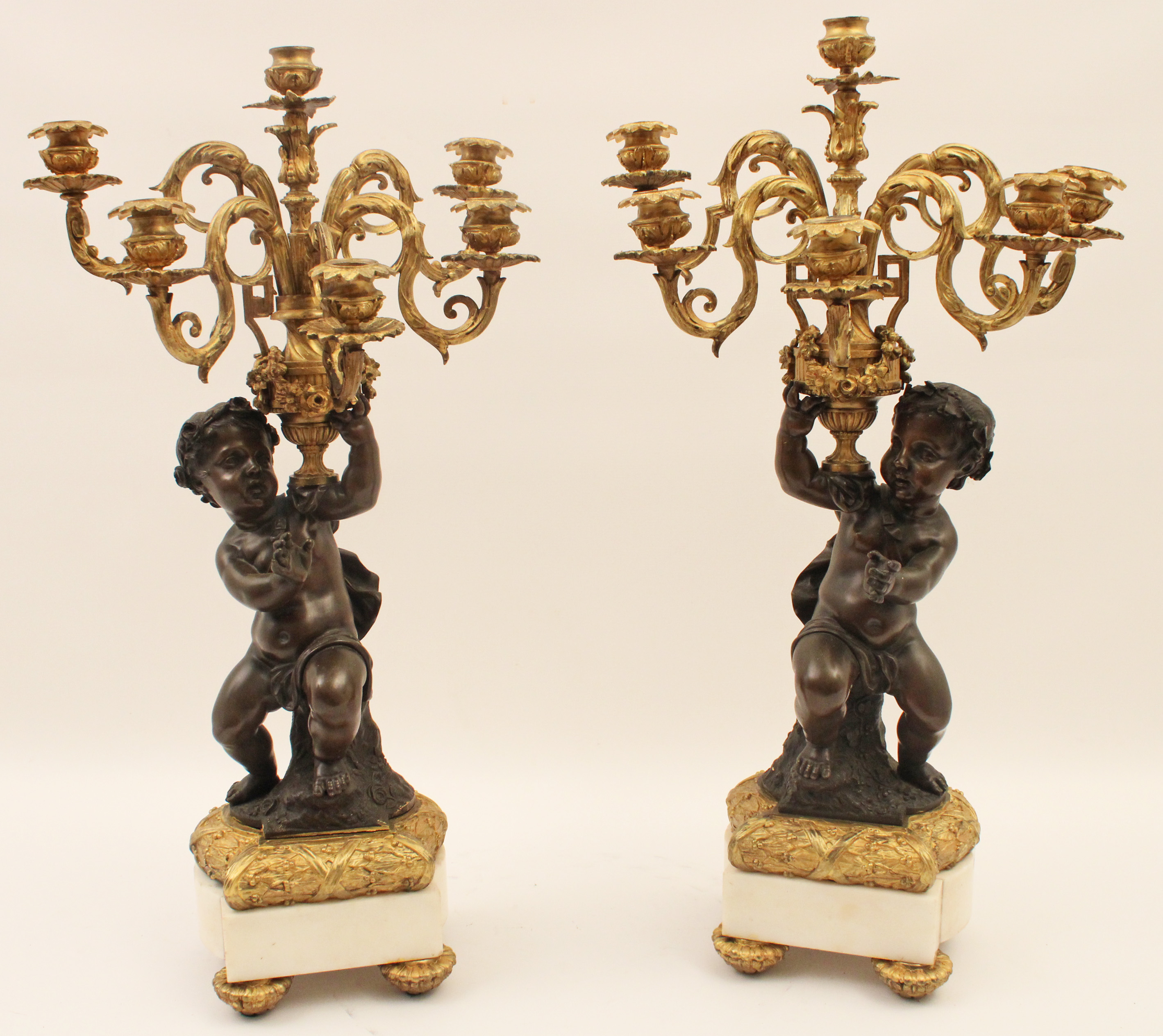 PR OF 19TH C. FRENCH CANDELABRA W/ PUTTI